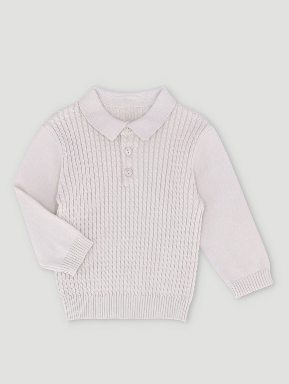 Boys Cable Knit Smart Polo
