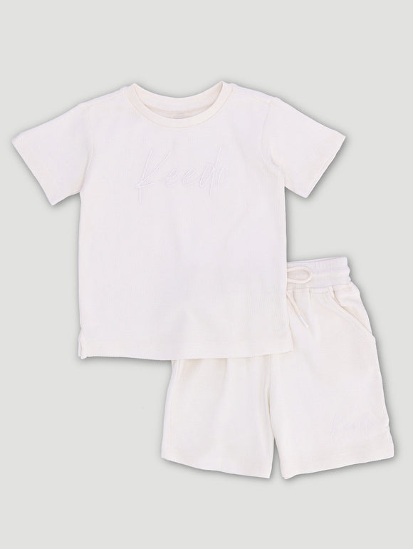 Boys Short Sleeve Textured Tee & Shorts Set