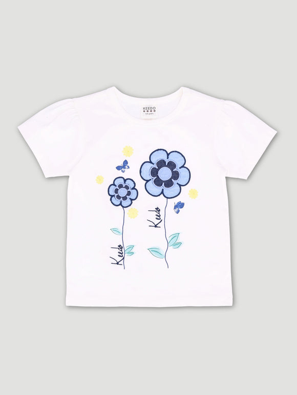 Girls Heart Embroidery Fashion Tee