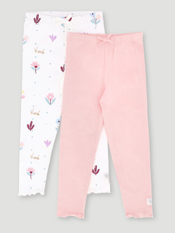 Girls 2 Pack Floral Leggings