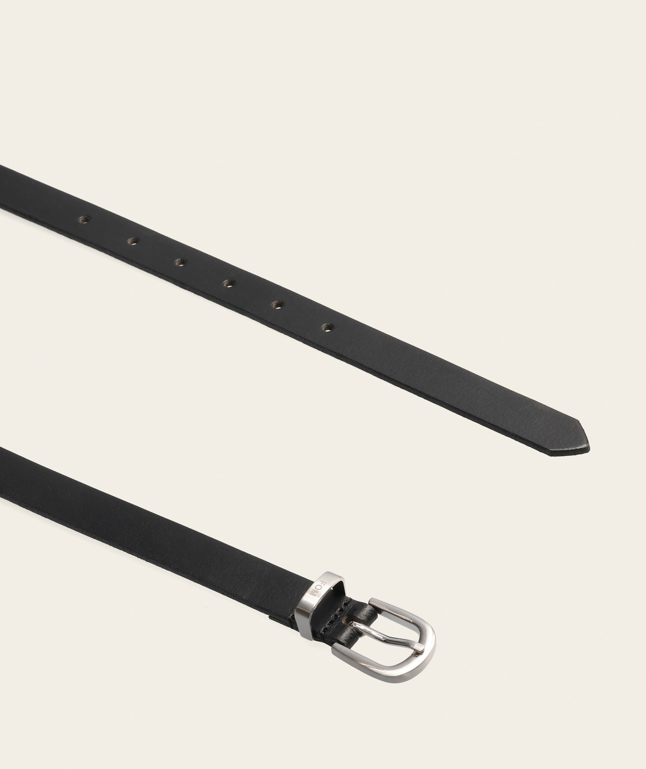 Ladies Skinny Belt - Black/ Brushed Silver Buckle
