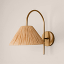 ArcheWall Light with Tapered Raffia Shade – Gold