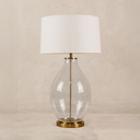 Blyde Glass Table Lamp with Tapered Linen Shade – Brass