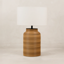 Ncubi Table Lamp with White Linen Shade – Natural