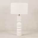 Totem Table Lamp with Linen Shade – White