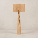 Weathered Baobab Table Lamp with Rattan Webbing Shade – Blonde