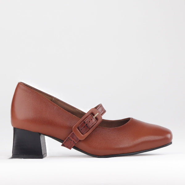 Mary Jane Suede Flat In Brown - 13143