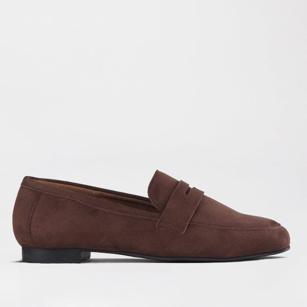 Mary Jane Suede Flat In Brown - 13007